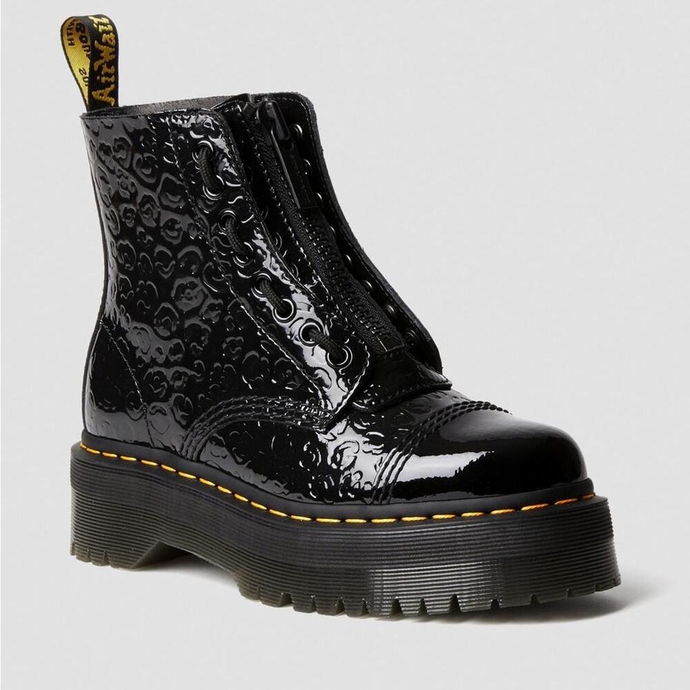 NEW SINCLAIR LEOPARD EMBOSS PATENT LEATHER PLATFORM BOOTS